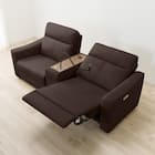 2人掛け電動リクライニングワイドソファ+収納ユニットセット 本革(一部合成皮革)タイプ (UM04 WSB DBR) 7枚目画像