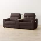 2人掛け電動リクライニングワイドソファ+収納ユニットセット 本革(一部合成皮革)タイプ (UM04 WSB DBR) 8枚目画像