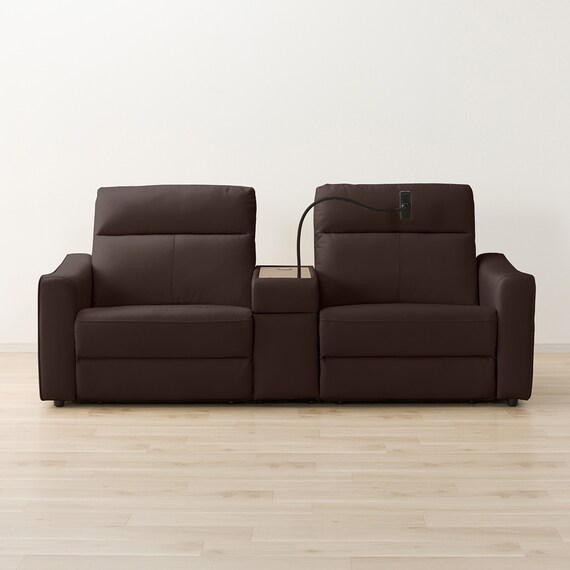 2人掛け電動リクライニングワイドソファ＋収納ユニットセット 本革(一部合成皮革)タイプ (UM04 WSB DBR) 10枚目画像