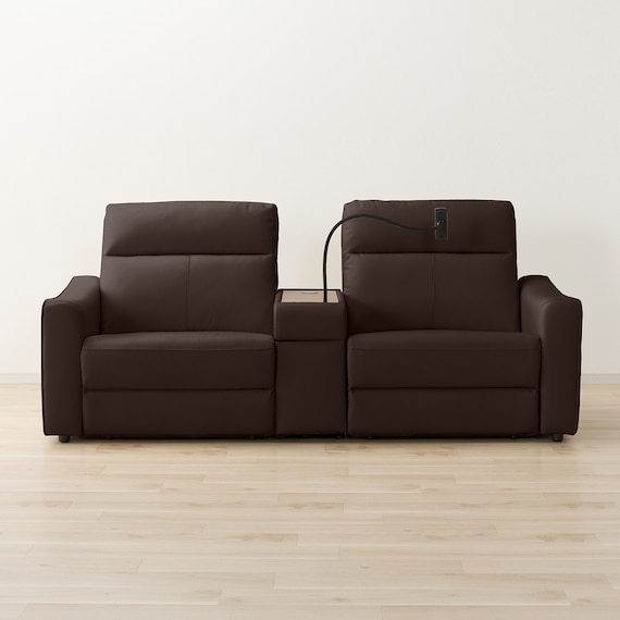 2人掛け電動リクライニングワイドソファ+収納ユニットセット 本革(一部合成皮革)タイプ (UM04 WSB DBR) 10枚目画像