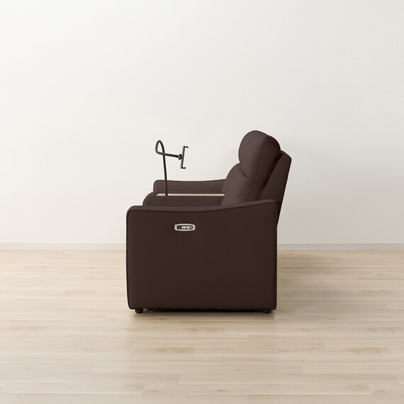 2人掛け電動リクライニングワイドソファ＋収納ユニットセット 本革(一部合成皮革)タイプ (UM04 WSB DBR) 11枚目画像