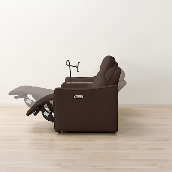 2人掛け電動リクライニングワイドソファ+収納ユニットセット 本革(一部合成皮革)タイプ (UM04 WSB DBR) 12枚目画像