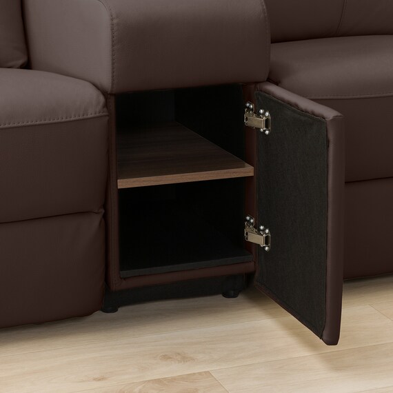 2人掛け電動リクライニングワイドソファ＋収納ユニットセット 本革(一部合成皮革)タイプ (UM04 WSB DBR) 16枚目画像