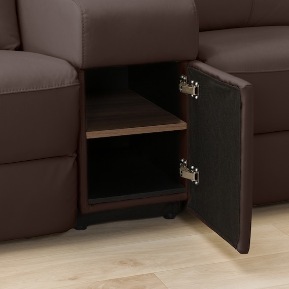 2人掛け電動リクライニングワイドソファ+収納ユニットセット 本革(一部合成皮革)タイプ (UM04 WSB DBR) 16枚目画像