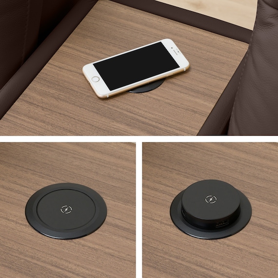 2人掛け電動リクライニングワイドソファ+収納ユニットセット 本革(一部合成皮革)タイプ (UM04 WSB DBR) 17枚目画像