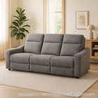 3人掛け電動リクライニングソファ テーブル付き 布張りタイプ (UM04 WT DGY) 1枚目画像