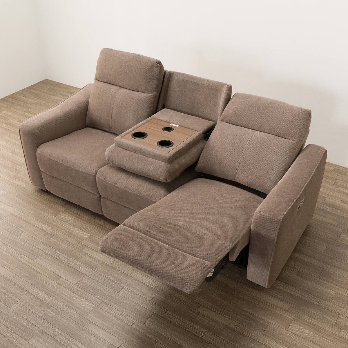 3人掛け電動リクライニングソファ テーブル付き 布張りタイプ (UM04 WT