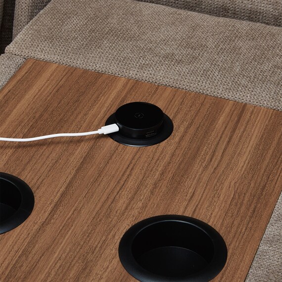 3人掛け電動リクライニングソファ テーブル付き 布張りタイプ (UM04 WT MO) 14枚目画像