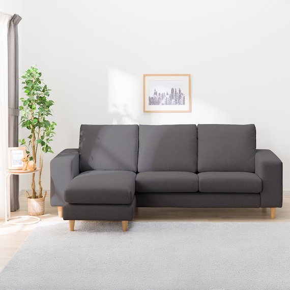 3人掛けカスタマイズカウチソファ 布張りタイプ (MS02 やわらかめ ワイド肘 標準タイプ/木製脚LBR MGY) 10枚目画像