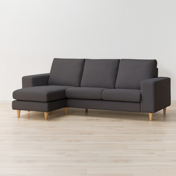 3人掛けカスタマイズカウチソファ 布張りタイプ (MS02 やわらかめ ワイド肘 標準タイプ/木製脚LBR MGY) 12枚目画像