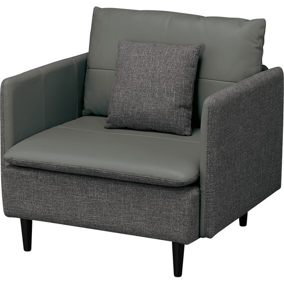 1人掛け 布・本革リバーシブルソファ (ES01 GY) 4枚目画像