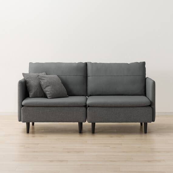 2人掛け 布・本革リバーシブルソファ (ES01 GY) 5枚目画像