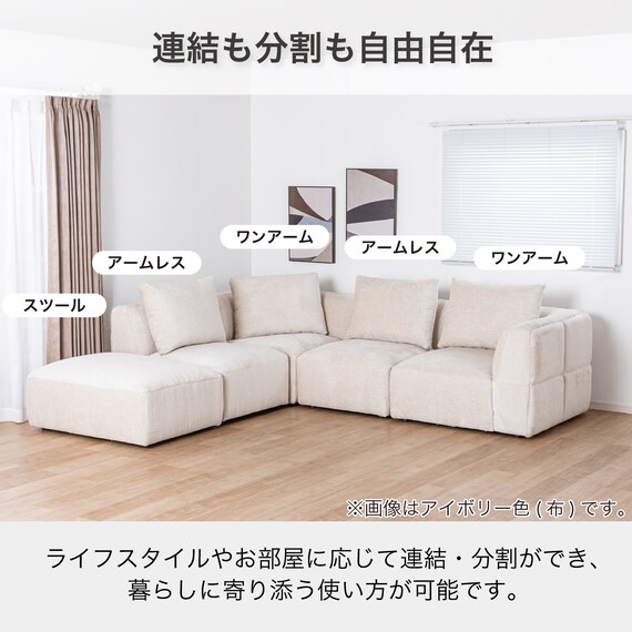 コーナーソファ5点セット 布張りタイプ(KKS05 C-IV)【島忠ホームズ商品】 3枚目画像