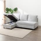 ベッドタイプカウチソファ 布張りタイプ(ノアーク3 右カウチ LGY) 8枚目画像