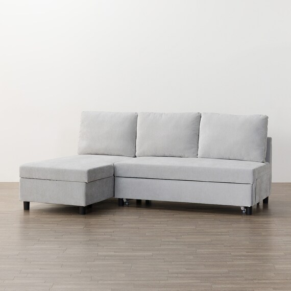 ベッドタイプカウチソファ　布張りタイプ(ノアーク3 右カウチ LGY) 10枚目画像