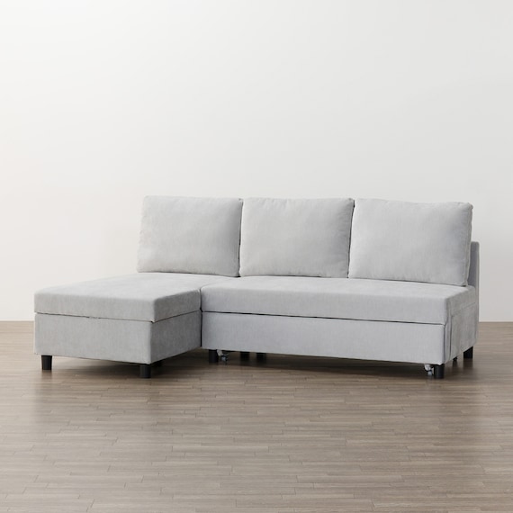 ベッドタイプカウチソファ 布張りタイプ(ノアーク3 右カウチ LGY) 10枚目画像