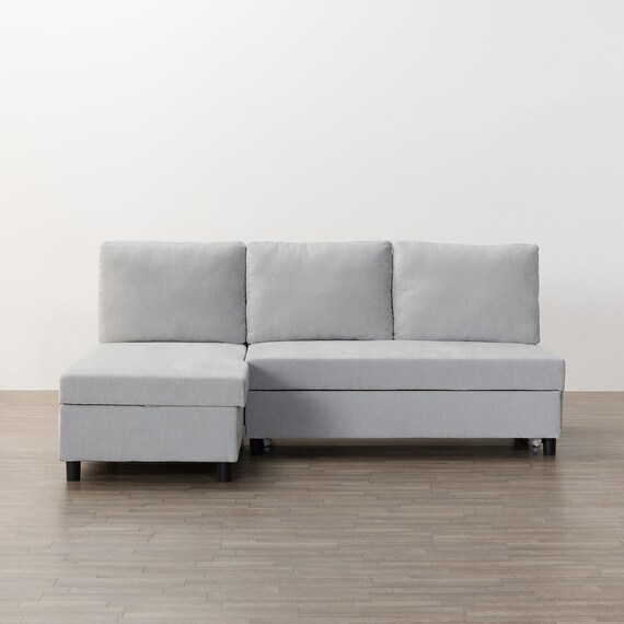 ベッドタイプカウチソファ　布張りタイプ(ノアーク3 右カウチ LGY) 11枚目画像