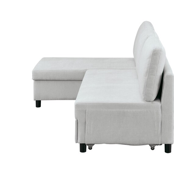 ベッドタイプカウチソファ　布張りタイプ(ノアーク3 右カウチ LGY) 17枚目画像