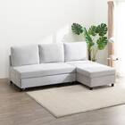 ベッドタイプカウチソファ　布張りタイプ(ノアーク3 左カウチ LGY) 1枚目画像