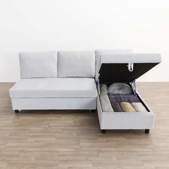 ベッドタイプカウチソファ 布張りタイプ(ノアーク3 左カウチ LGY) 12枚目画像