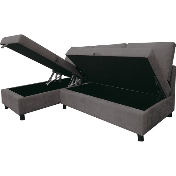 収納タイプ カウチソファ 布張りタイプ(ノアーク3 左カウチ DGY) 1枚目画像