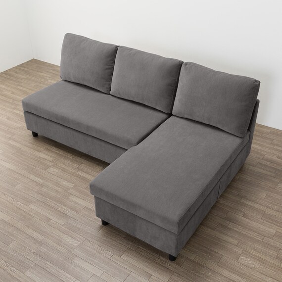 収納タイプ カウチソファ 布張りタイプ(ノアーク3 左カウチ DGY) 9枚目画像