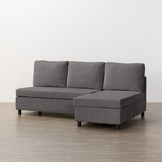 収納タイプ カウチソファ 布張りタイプ(ノアーク3 左カウチ DGY) 10枚目画像