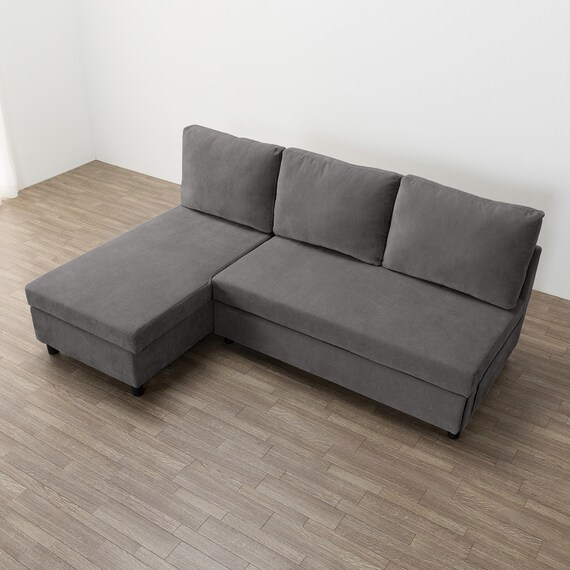 ベッドタイプカウチソファ　布張りタイプ(ノアーク3 右カウチ DGY) 9枚目画像