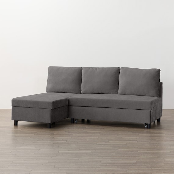 ベッドタイプカウチソファ 布張りタイプ(ノアーク3 右カウチ DGY) 10枚目画像