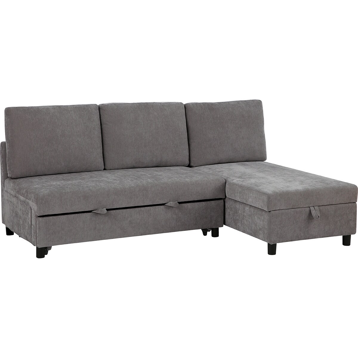 収納付きカウチソファベッド 布張りタイプ (ノアーク3 左カウチ DGY