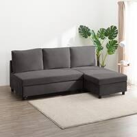 ベッドタイプカウチソファ　布張りタイプ(ノアーク3 左カウチ DGY)