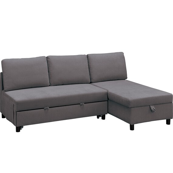 ベッドタイプカウチソファ 布張りタイプ(ノアーク3 左カウチ DGY) 1枚目画像