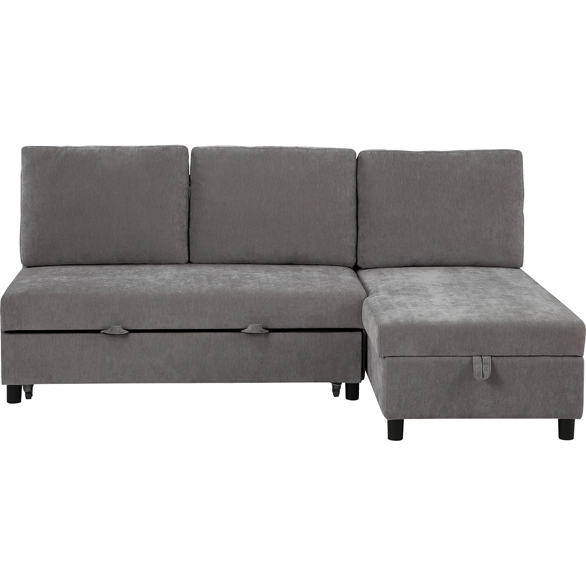 収納付きカウチソファベッド 布張りタイプ (ノアーク3 左カウチ DGY