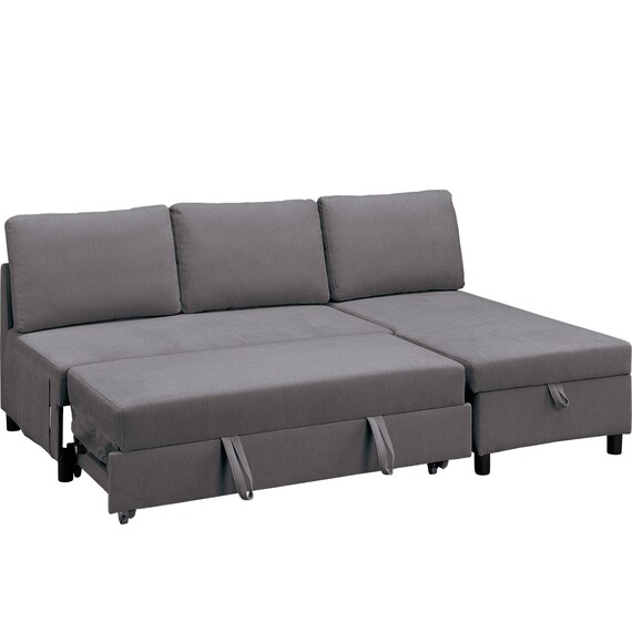 ベッドタイプカウチソファ 布張りタイプ(ノアーク3 左カウチ DGY) 8枚目画像