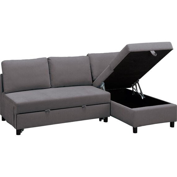 ベッドタイプカウチソファ 布張りタイプ(ノアーク3 左カウチ DGY) 9枚目画像