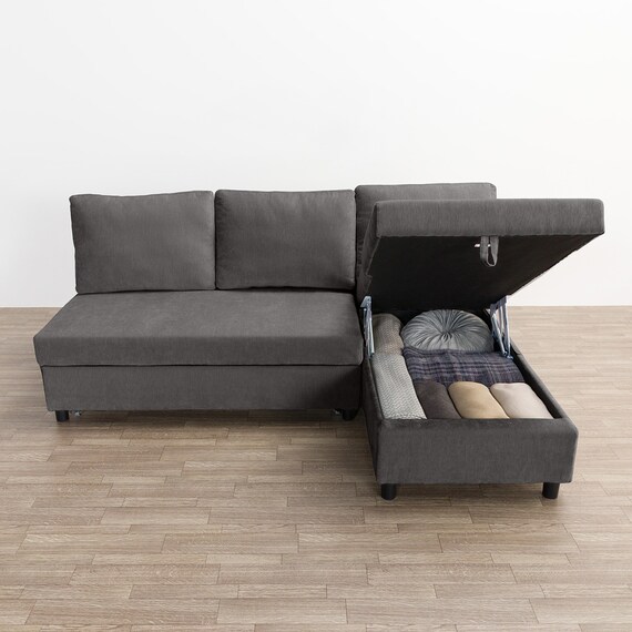 ベッドタイプカウチソファ 布張りタイプ(ノアーク3 左カウチ DGY) 12枚目画像