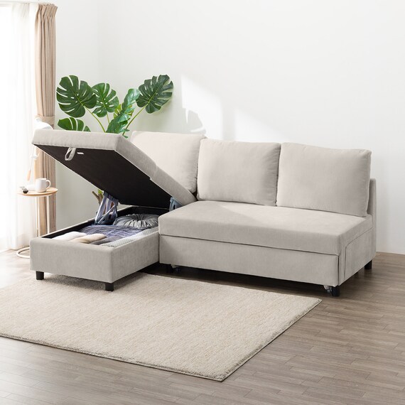 ベッドタイプカウチソファ　布張りタイプ(ノアーク3 右カウチ MO) 8枚目画像