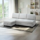 ベッドタイプカウチソファ 布張りタイプ(ノアーク3 右カウチ 撥水加工 LGY) 1枚目画像