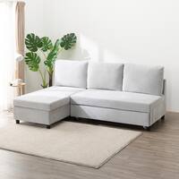 ベッドタイプカウチソファ　布張りタイプ(ノアーク3 右カウチ 撥水加工 LGY)