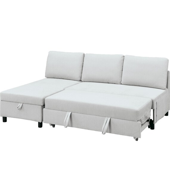 ベッドタイプカウチソファ 布張りタイプ(ノアーク3 右カウチ 撥水加工 LGY) 8枚目画像