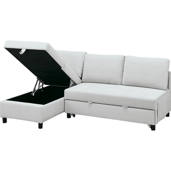 ベッドタイプカウチソファ 布張りタイプ(ノアーク3 右カウチ 撥水加工 LGY) 9枚目画像