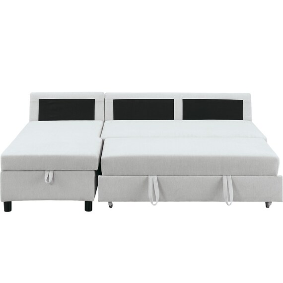 ベッドタイプカウチソファ 布張りタイプ(ノアーク3 右カウチ 撥水加工 LGY) 11枚目画像