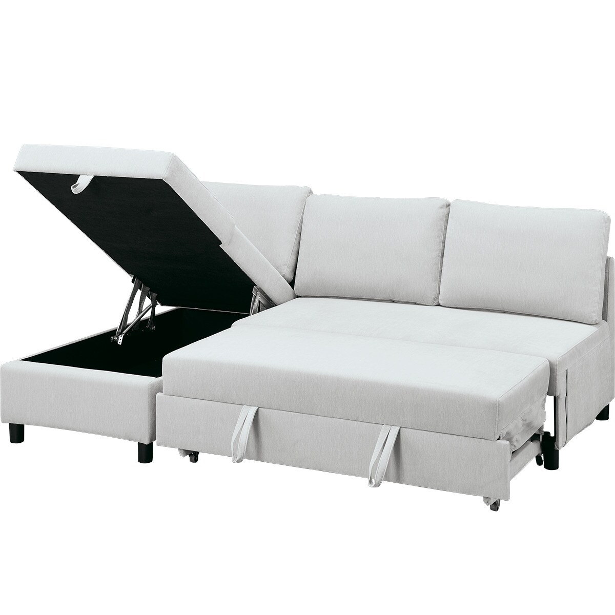 ニトリ　ソファ　布貼りカウチソファベッド　ノアーク　グレイ 収納付きカウチソファベッド 布張りタイプ (ノアーク2 撥水加工 DGY