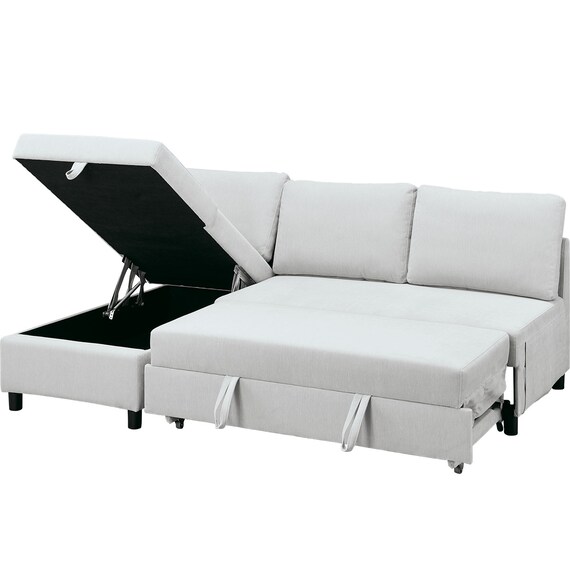 ベッドタイプカウチソファ 布張りタイプ(ノアーク3 右カウチ 撥水加工 LGY) 13枚目画像