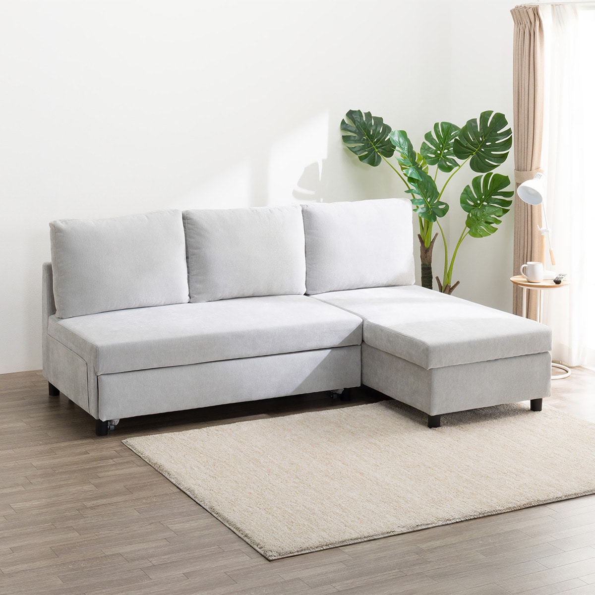 ベッドタイプカウチソファ 布張りタイプ(ノアーク3 左カウチ 撥水加工