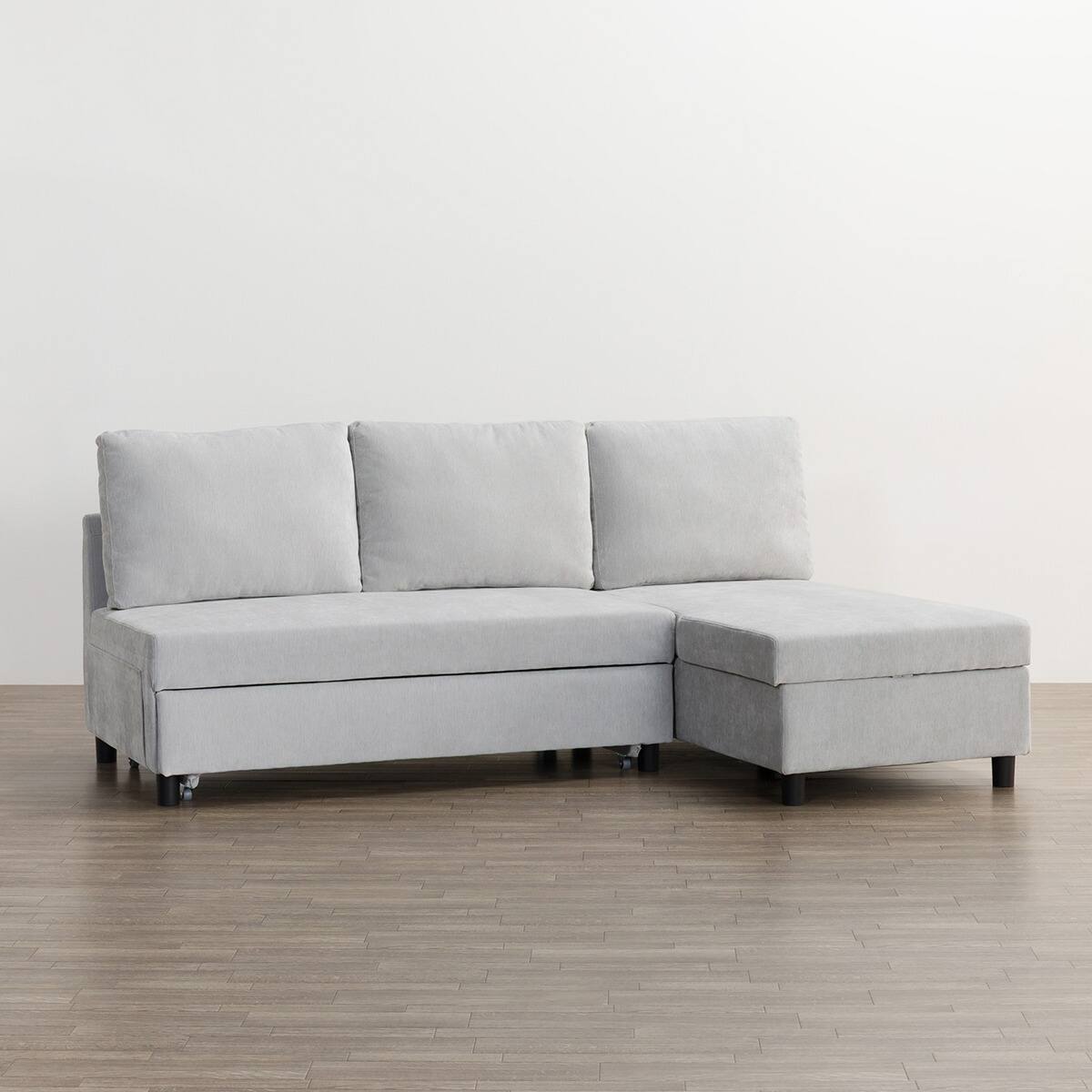 ベッドタイプカウチソファ 布張りタイプ(ノアーク3 左カウチ 撥水加工