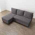 ベッドタイプカウチソファ　布張りタイプ(ノアーク3 右カウチ 撥水加工 DGY) 9枚目画像