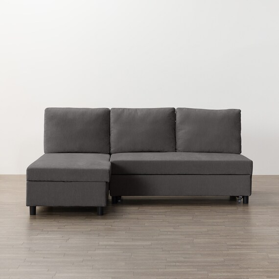 ベッドタイプカウチソファ　布張りタイプ(ノアーク3 右カウチ 撥水加工 DGY) 11枚目画像