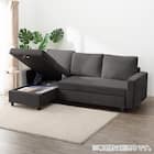 ベッドタイプカウチソファ 布張りタイプ(ノアーク3 右カウチ 撥水加工 DGY) 14枚目画像