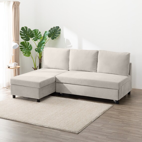 ベッドタイプカウチソファ　布張りタイプ(ノアーク3 右カウチ 撥水加工 MO) 1枚目画像